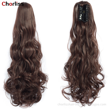 Factory Price High Quality 20 Inch Water Wave Curly Ponytail Hairpiece For Women Synthetic Claw-Clip Ponytail Hair Extensions